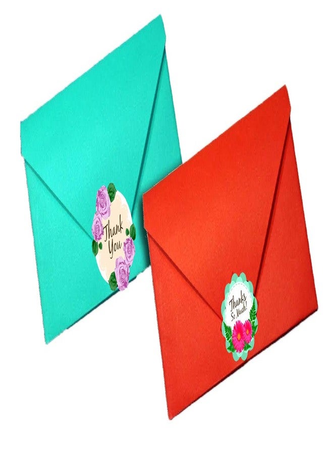 دي2سي ملصقات تغليف هدايا مطبوعة بنقوش زهور على شكل "شكرًا لك" (4 تصاميم) | ملصقات لتغليف الهدايا | ملصقات بطاقات تهنئة | ملصقات زخرفية للحرف اليدوية (30 قطعة) - Image 2